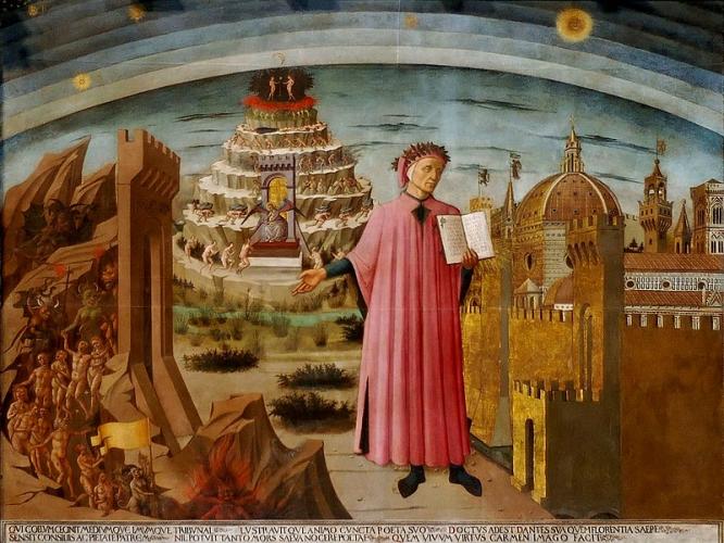 Dante con la Divina Commedia
