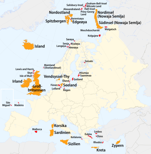Liste europäischer Inseln nach Fläche