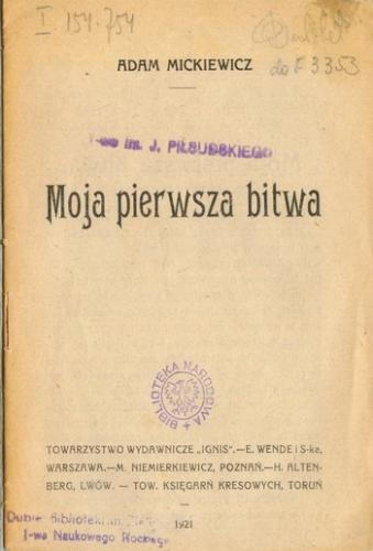 Book My First Battle: A Sergeant's Story (Moja Pierwsza Bitwa: Opowiadanie Sierżanta) in Polish