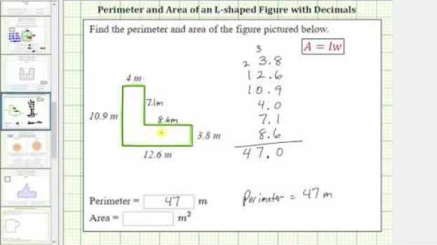 Video Find the Perimeter and Area of a L-Shaped Polygon Using Decimals su italiano