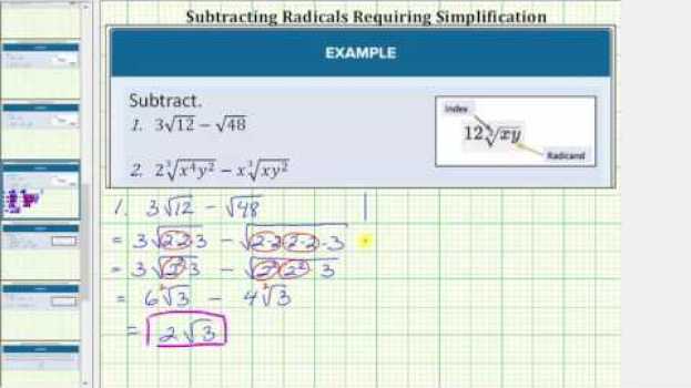 Video Subtracting Radicals That Requires Simplifying auf Deutsch