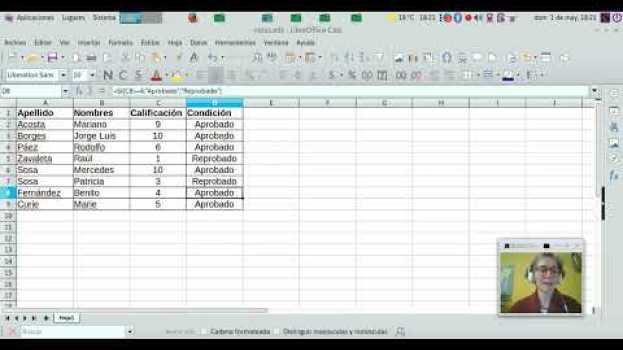 Видео LibreOffice: Utilización de la función "si" para contenidos que cambian de acuerdo a una condición на русском
