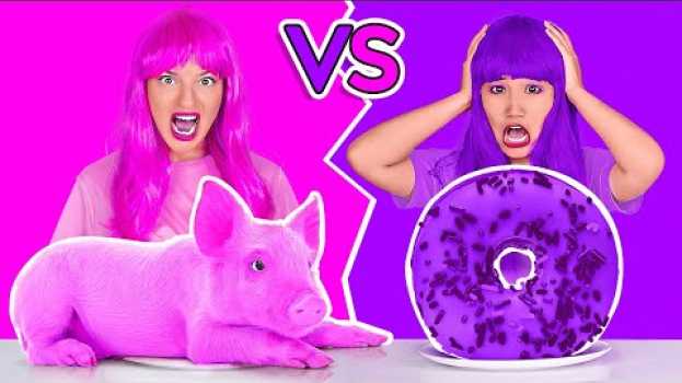 Video EATING ONLY ONE COLOR FOOD FOR 24 HOURS! Last To STOP Eating Pink VS Purple Food by 123 GO!CHALLENGE auf Deutsch