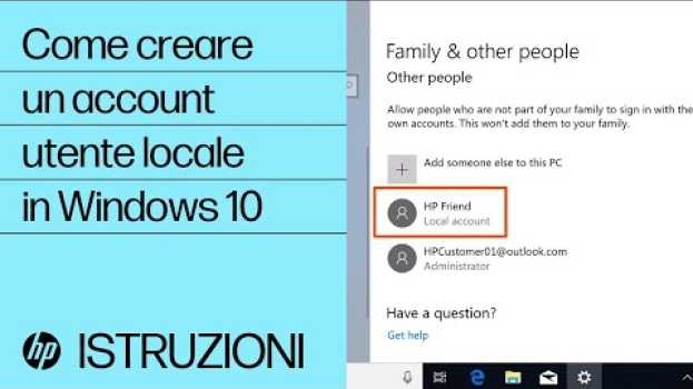 Видео Come creare un account utente locale in Windows 10 | HP Support на русском