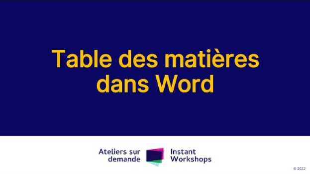 Video Table des matières dans word su italiano
