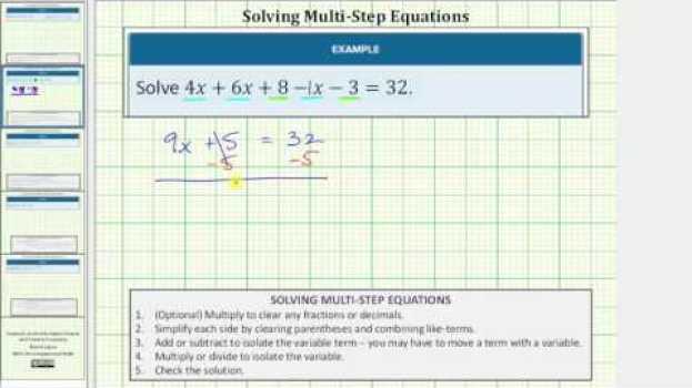 Video Solving an Equation that Requires Combining Like Terms   türkçe