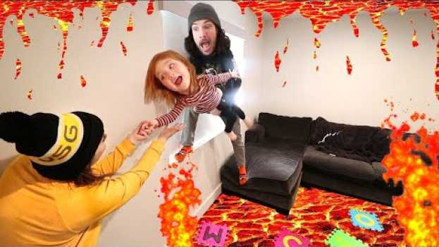 Video 🌋 LAVA inside our HOUSE!!  Backyard Volcano covers floor for a new Lava Ball challenge with Adley! po polsku