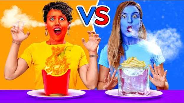 Video EATING ONLY HOT vs COLD FOOD FOR 24 HOURS! Last To STOP Eating Wins! DIY Pranks by 123 GO! CHALLENGE auf Deutsch