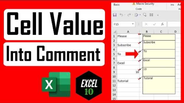 Video How To Convert Cell Contents Into Comments In Excel   türkçe