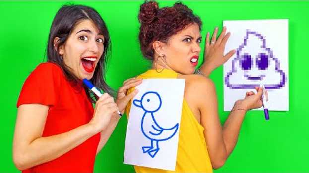 Video FUN DIY PARTY IDEAS FOR GAME NIGHT || Draw On My Back Challenge! Party Games By 123 GO! CHALLENGE po polsku