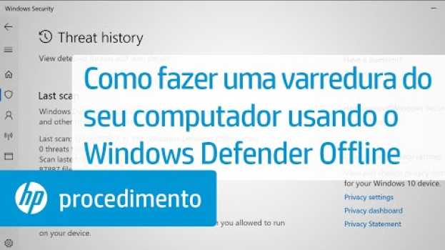 Video Como fazer uma varredura do seu computador usando o Windows Defender Offline | Computadores HP | HP en español
