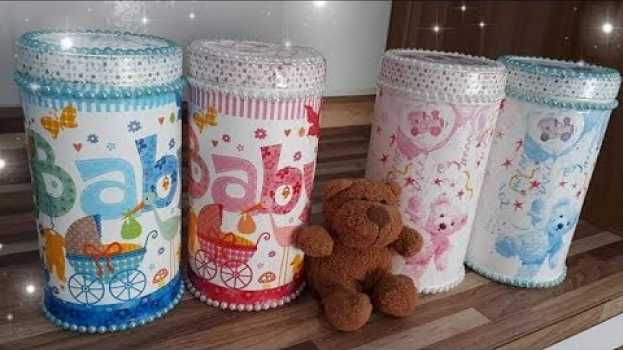 Video Decoupage com guardanapo em pote de plástico - Kit Higiêne Bebê en français