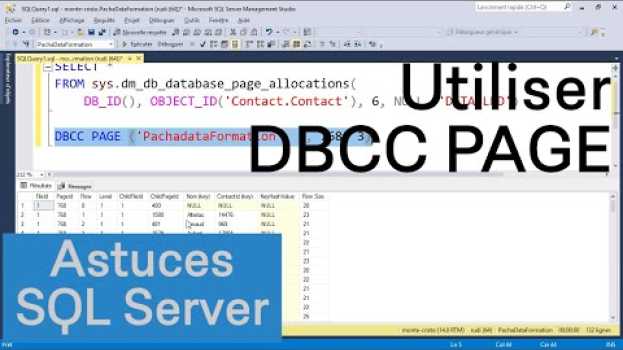 Видео Utiliser DBCC PAGE pour visualiser le contenu d'une page SQL Server на русском