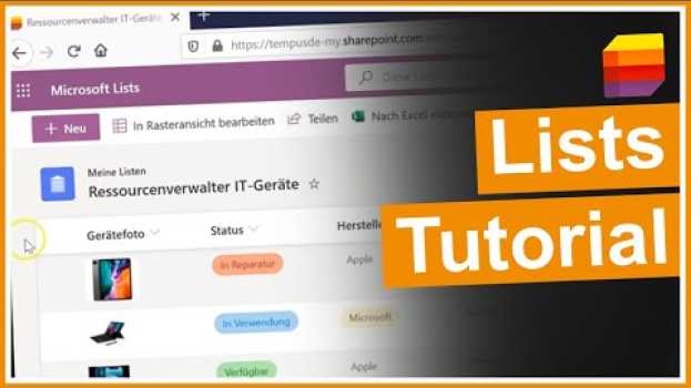 Video Microsoft Lists Tutorial (deutsch) in English