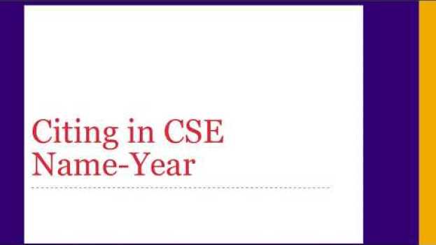 Video How to cite in CSE style su italiano
