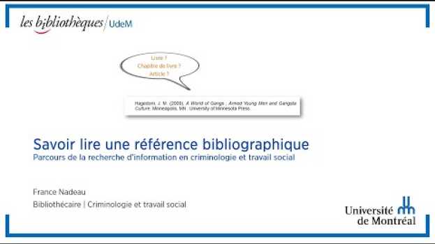 Video Savoir lire une référence bibliographique en français