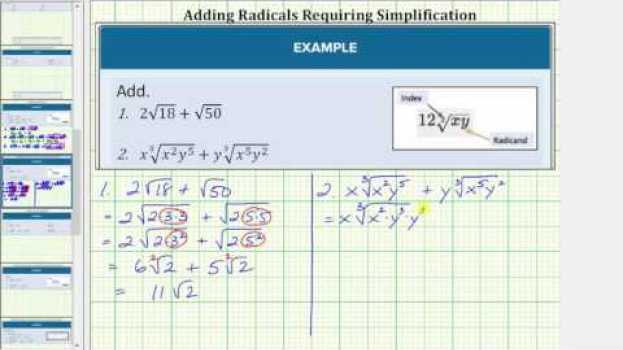 Video Adding Radicals That Requires Simplifying su italiano