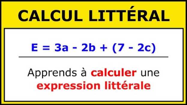 Video Calculer une Expression Littérale pour une Valeur Donnée in English