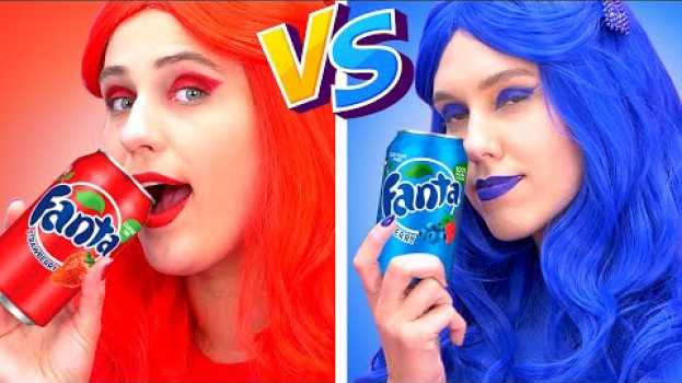 Video RED vs BLUE food CHALLENGE! EATING ONLY ONE COLOR FOOD FOR 24 HOURS! Last To STOP Eating! Mukbang! auf Deutsch