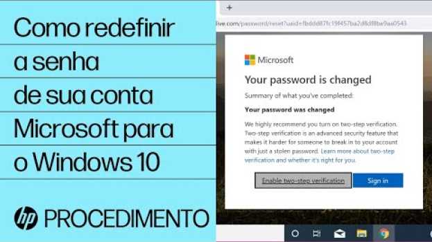 Video Como redefinir a senha de sua conta Microsoft para o Windows 10 | HP Support   türkçe